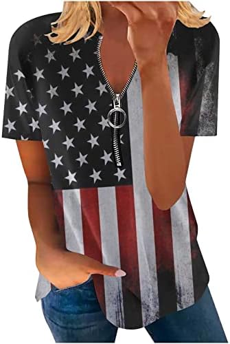 4 -ти јули Топ за жени 2023 Денот на летната независност на денот на летната независност на американско знаме, лента со патент на вратот, пулвер,