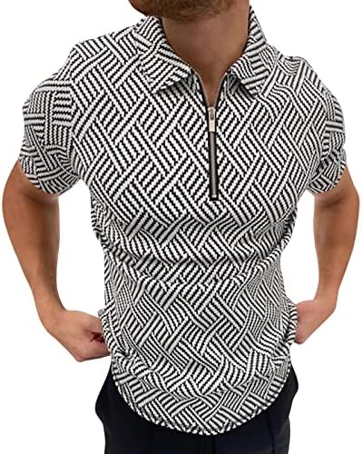 Руируилико Менс летни поло маици со кратки ракави, обични маички со маички по поштенски лабави вклопени 3Д отпечатоци Спортски