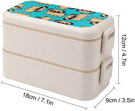 Симпатична шема за мопс двојно стабилна кутија за ручек бенто модерен контејнер за бенто со сет за прибор
