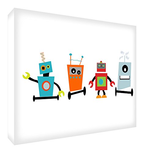 Чувствувајте се добар уметнички блок - Декоративно бебе, дизајн, дизајн „Среќни роботи, медија со повеќе бои - 10,5 x 15 x 2 см разнобојни