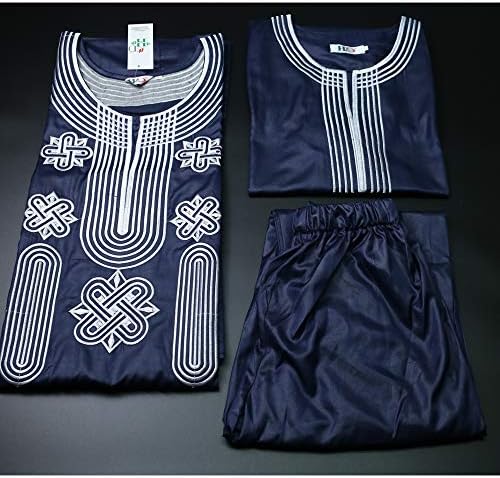 Облека за облека за африкански мажи Агбада Облека за облека со облека и панталони облеки 3 парчиња