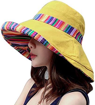 Женски сончеви капаци летна плажа УВ заштита од пакувања со широка лента од брадата, може да се носи од обете страни преголема капа