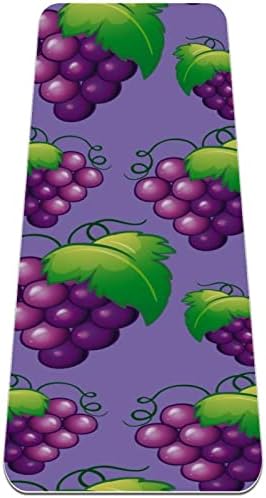 Sdlkfreli 6mm Дополнителен густ јога мат, слатко свежо грозје шема Виолетово печатење еко-пријателски вежби за вежбање пилатес мат