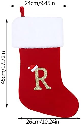 Монограм Божиќни чорапи Класична персонализирана декорација на порибување за семејни празнични сезони Карактер Азбука Божиќни чорапи зимска