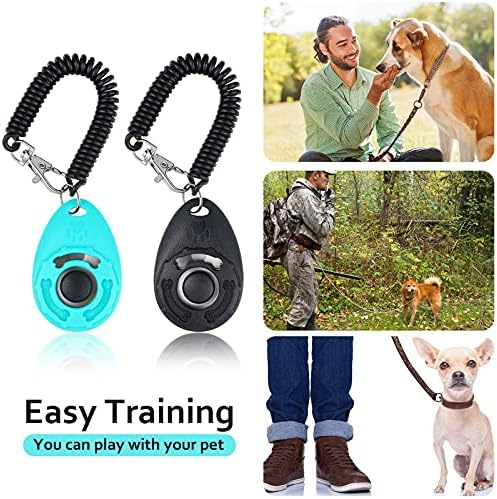 Комплет за обука за кликнување кучиња, 1 торбичка за обука за тренирање на кучиња и 2 парчиња кликнување за обука на миленичиња со лента