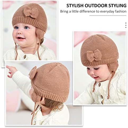 Дами Бебе Зимски Бејн Хет, новороденче за новороденчиња Дете од новороденче Поставете зимска топла плетена капа за мали девојчиња