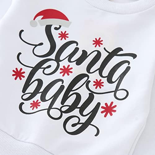Бебе подарок за девојчиња близнаци девојки девојки Божиќно писмо со долг ракав цртан филм Санта Печати маица