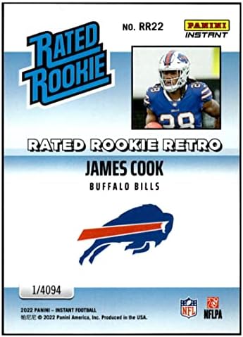 James Cook RC 2022 Panini Instant Recated Reputie Retro RR22 NM+ -MT+ NFL Фудбалски сметки