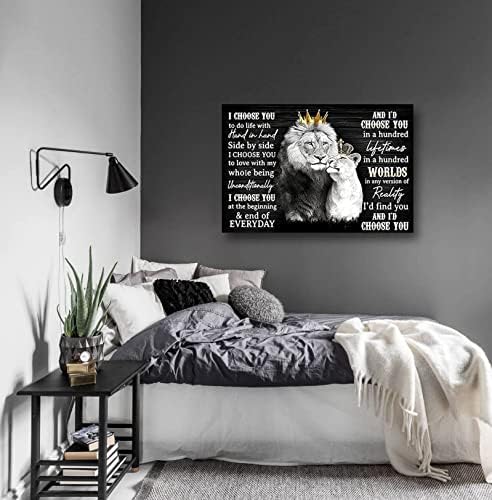 Лавот крал и кралица со круна wallидна уметност африкански диви животни платно печати слики црно -бело модерно giclete врамени уметнички