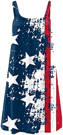 Womenенски летен ден на независност Ден на Денот на денот на денот на САД Едноставно знаме на САД, Сонцето фустани без ракави, каиш за домашни