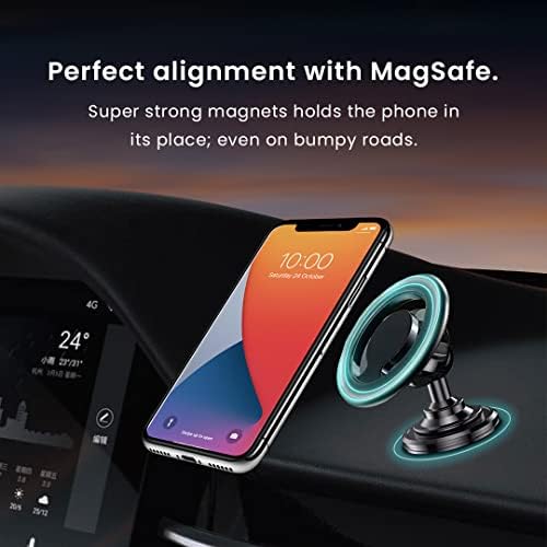 Држач за магнетски телефон SmartPop за автомобил - монтирање на телефон за камп за автомобили со Magsafe - држач за телефонски телефони