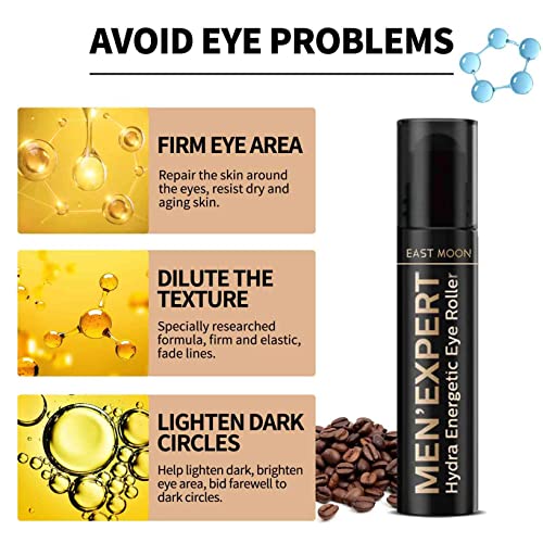 Men'Expert Hydra-Energetic Eye Roller за брчки, хијалуронски и кофеински серум за ролери за мажи, анти-стареење под серумот за
