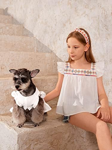 Qwinee везење кучиња кученце кученце принцеза фустан лесен мачки фустани за мали средни кучиња маче бело м