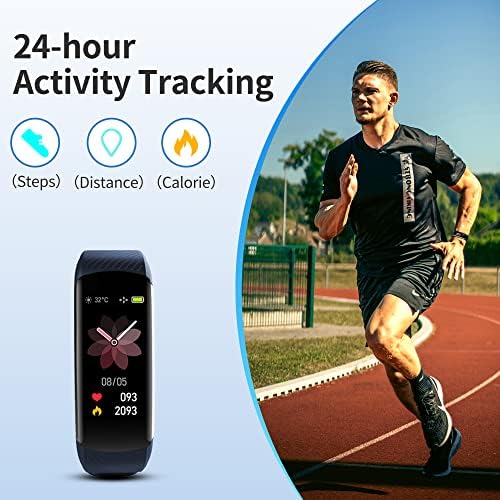 Caiord Fitness Tracker за мажи и жени, фитнес часовник водоотпорен со следење на активности и монитор за спиење и монитор на температурата,