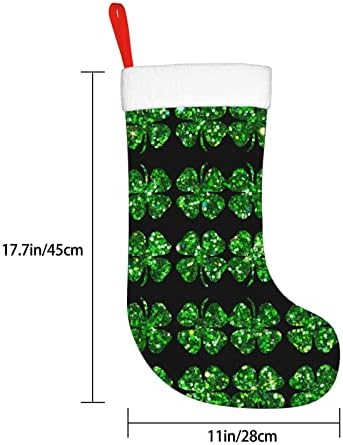 Аугенски Божиќни чорапи Свети Патрикс сјај Шамрок двострана камин што виси чорапи