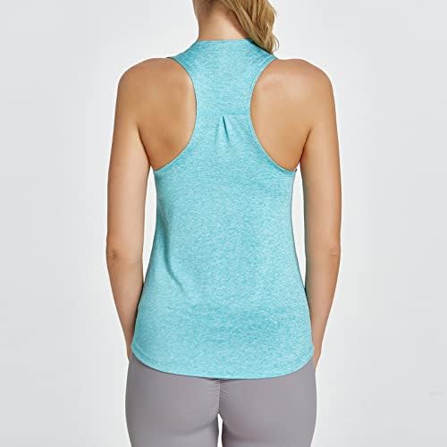Резервоар за тренингот врвови за жени поделени кошули за трчање, отворена назад јога салата фитнес плус големина мека активна облека