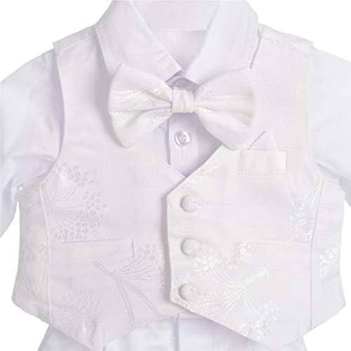 Фустани Дејзи бебе момчиња бело костум крштевање облека крштева облека со цвет со долги ракави на хаубата