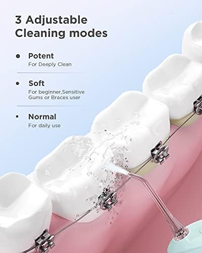 Bitvae C2 безжична вода за стоматолошки Flosser & R2 ротирачки електричен пакет за четки за заби, небо сина и бела боја