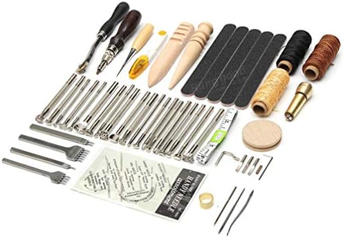 Започнете кожни алатки за шиење на шиење за шиење на алатка за занаетчиство за занает за тапацир платно 59 парчиња/ комплет за алатки