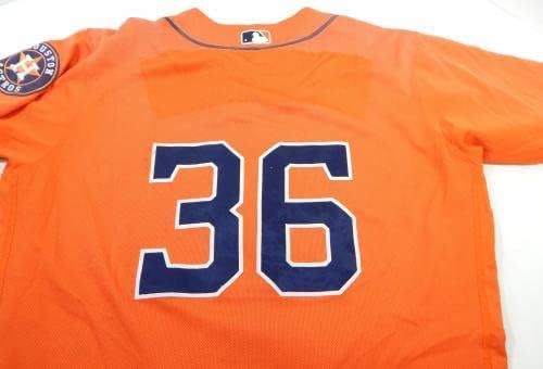 2013-19 Хјустон Астрос 36 игра користена плоча со име на портокал Jerseyерси Отстранета 46 DP23876 - Игра користена МЛБ дресови