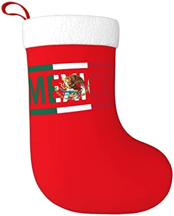 QG ZZX Божиќни чорапи со бела супер мека каплива манжетна мексиканска знаме Божиќни чорапи Божиќни украси порибување