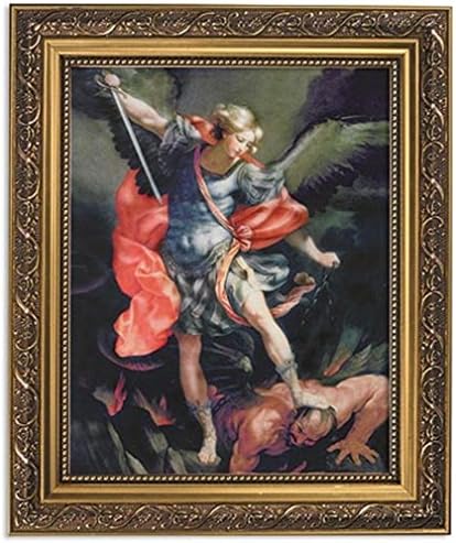 Герферт колекција Свети Мајкл Католичкиот Архангел католички врамен портрет, 13 инчи