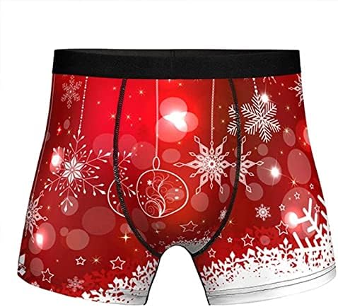 XZHDD Божиќни боксери брифи за мажи, 3Д смешни Божиќни Дедо Мраз печатени долна облека за дишење на новите долна облека