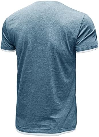 Менс цврсти маици со кратки ракави летни кошула околу вратот обичен врв на врвови дневно случајна класична тита спортска блуза