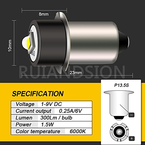 Ruiandsion 1-9V LED Фенерче Сијалица P13. 5S LED Сијалица 1.5 V 3V 4.5 V 6V 9V Замена За Факел Фенер Работа Светилки