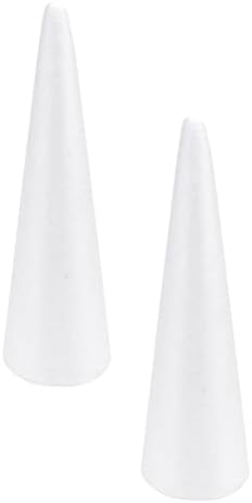 Doitool конуси со тематски партиски украс 2 парчиња занаетчиска пена конус во форма на пена бела полистиренска пена форма за DIY домашен