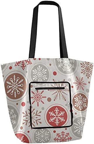 Божиќна снегулка 09 Преклопна торба за рамо на рамото, повторно употребена торба за намирници, тешка школа торба за купување торба за работа
