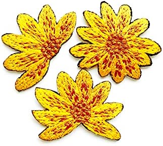 Tyga_thai th сет од 3 мали. Мини цвеќиња од сончоглед во лето симпатични закрпи за цртани филмови шијат железо на везена апликација знак знак