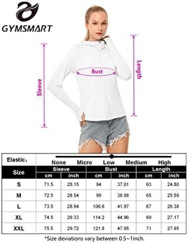 Gymsmartенски женски UPF 50+ кошули со долги ракави со аспиратор, лесна тежина за пешачење за заштита од сонце со патенти со поштенски