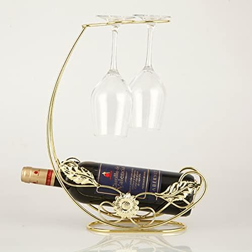 Deorbob Tabletop Wine Rack & Stemware Holder има 1 шише и 4 чаши хонорарно countertop стакло дисплеј решетката-златна златна европска