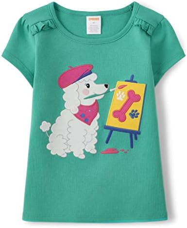 Gymboree Girls и дете извезени графички маици со краток ракав