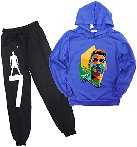 Bootfu Teens 2piece Облека Кристијано Роналдо џемпери за џокери со качулка и панталони со џогер поставува случајни потта за момчиња