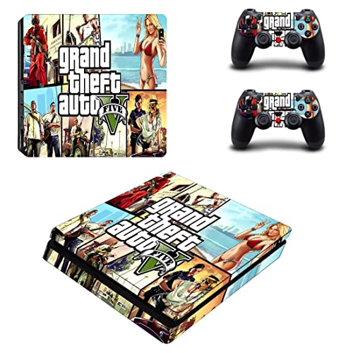 За PS4 Slim - Game Grand GTA Theft и Auto PS4 или PS5 налепница за кожа за PlayStation 4 или 5 конзола и контролори Декал Винил ДУЦ -5735