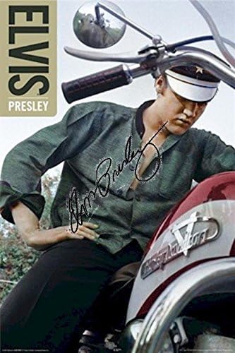 Факсимил Со Автограм На Елвис Присли Потпиша Постер За Мотоцикли Харли Дејвидсон-Музички Постери