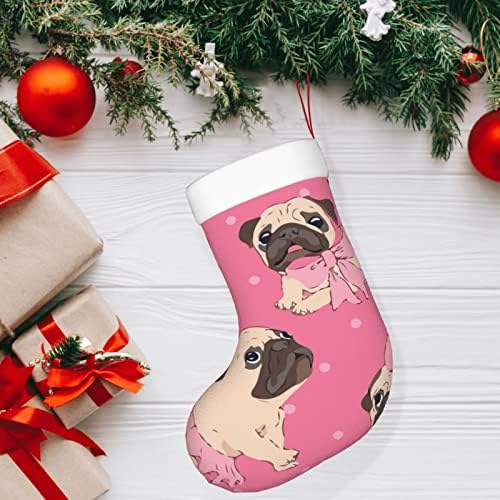 Божиќни чорапи на Аугенстер Симпатична kawaii pog lубител на кучиња двострано камин што виси чорапи