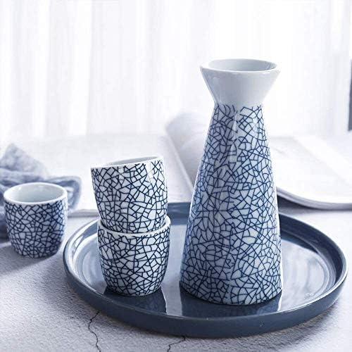 5 парчиња јапонски сакети, сина чаша за пукнатина од мраз, необични керамички чаши за текстура, за ладно/топло/shochu/чај 21223