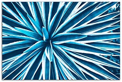 Startonight Акрилно стакло wallид уметност - тиркизен растителен декор - сјајно уметничко дело 24 x 36 Домашен декор подготвен