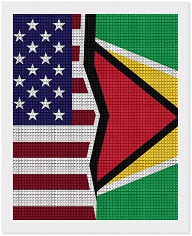 Американско И Гвајанско Знаме Декоративни Комплети За Сликање Дијаманти Смешни 5d Diy Целосна Вежба Дијамантски Точки Слики Домашен Декор 16 x20