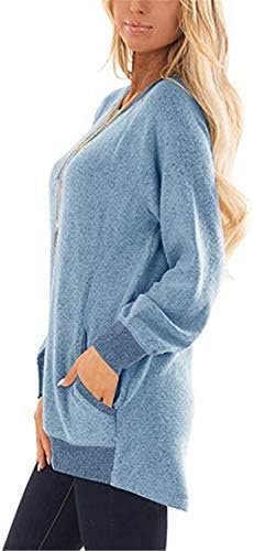 Женски џемпер за контраст џемпер со долги ракави, џемпер за џемпери, обични кошули со блуза со маици