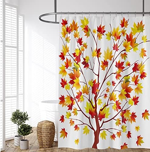 Yuyasm есенски туш завеса ткаенина есенска јавор дрво со лисја природна шума Денот на благодарноста декор за бања завеси со пластични