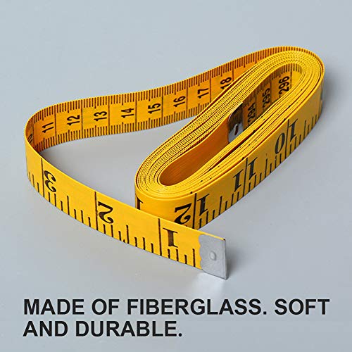 Sumvibe Soft Tape мерка 120 инчи/300 см, мерна лента за мерење на теренот за шиење, мерење на телото, жолта 3-пакет