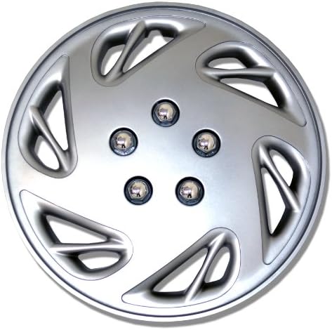 TuningPros WSC-054S15-Пакет од 4 Hubcaps-15-инчи во стилот на метални типови на метални сребрени тркала за центри за центри за центри