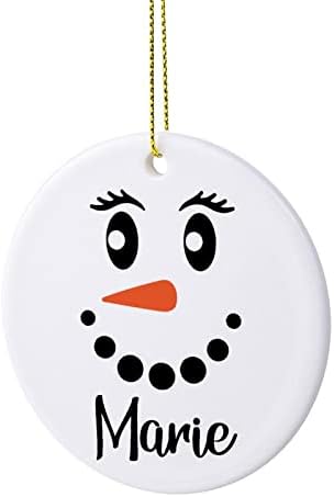 Божиќни украси Снежен човек лице сопствено име Керамички украс домашна канцеларија Божиќна рунда виси занаетчиски занаети за украсување на