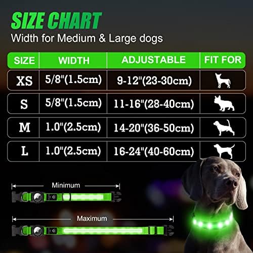 JOYTALE 14-20 '' LED јака за кучиња и 6ft двострана рефлексивна поводник, осветлете ја ноќната безбедност за полнач