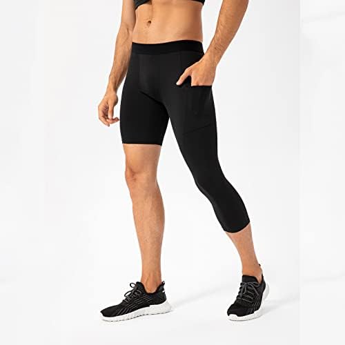 Хулахопки за компресија за мажи, панталони со една нога за кошаркарски атлетски каприци за нож за долна облека