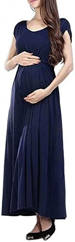 Летни Фустани Халтер 2023 Мода Долг Фустан На Бремени Жени Супер Мек Фустан За Доење Долги Жени